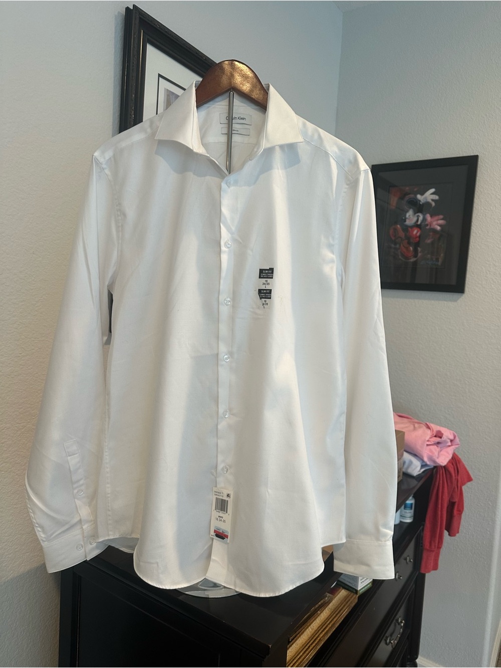 Calvin Klein Men's Classic White Dress Shirt - Spread Collar